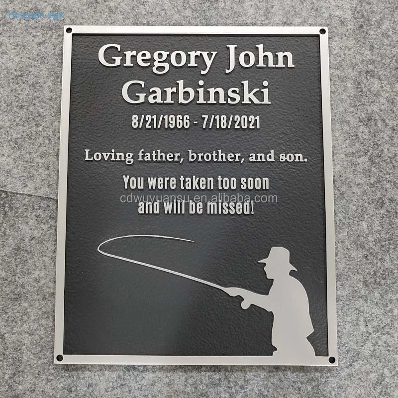 Hongsen Customized Precision polished CNC engraved  Tombstone Brass Bronze sign Metal Sign  Memorial Plaque