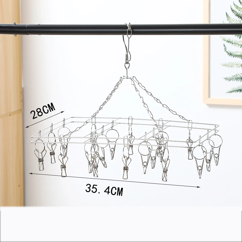 Round 30 Clips Drying Socks Stainless Steel Coat Hanger/Coat Hangers White Stainless Steel Coat Hanger Stand