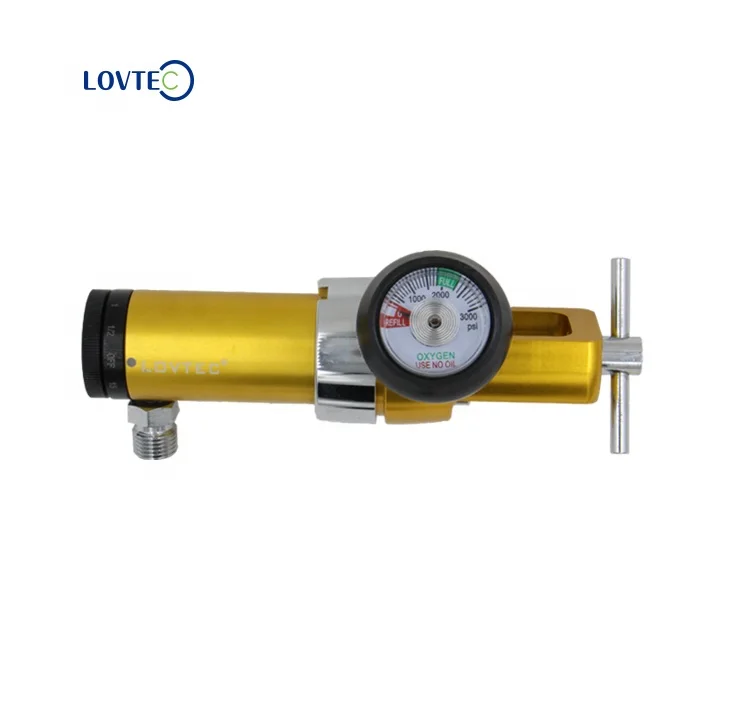 Lovtec two gauges Medical Grade CGA870 Oxygen regulator For medical Oxygen Cylinder plastic knorb