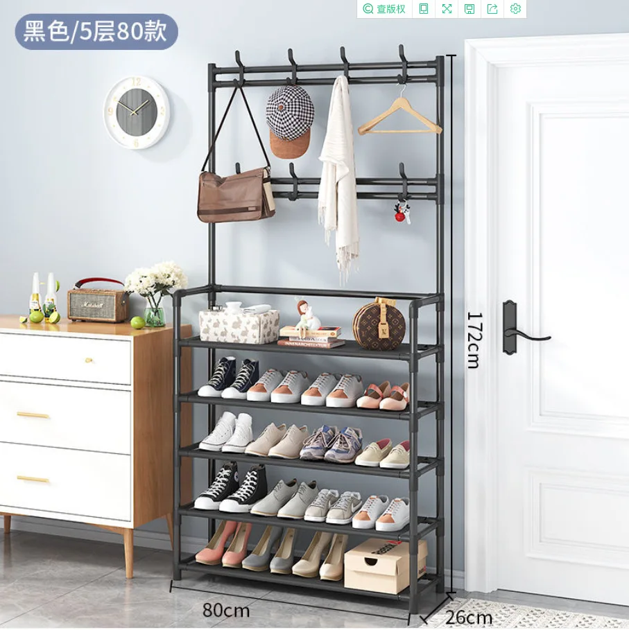 Five layers  80cm Coat rack bedroom dormitory clothes hanger household assembly bag storage rack simple floor shoe rack