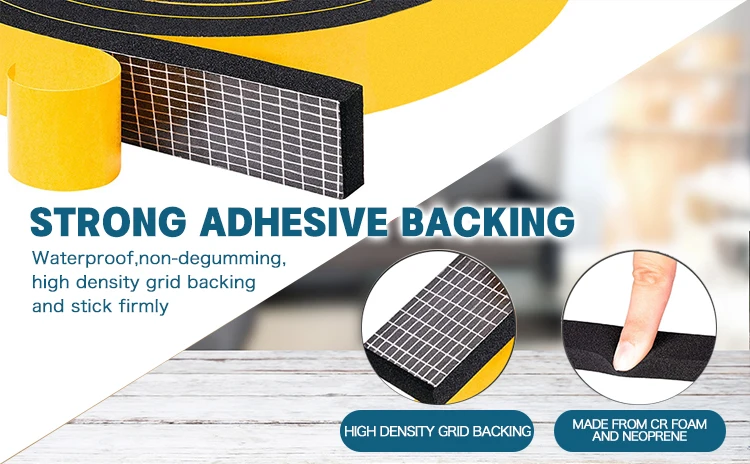 Strong adhesive Weatherproof High density Close cell Neoprene Foam tape CR foam Sealing Strip