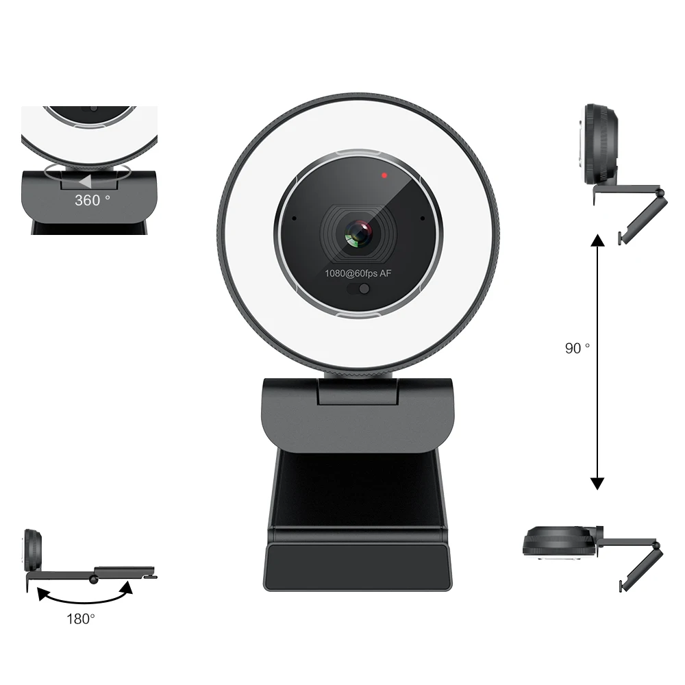 90 Degree Longitudinally 360 Degree Transversely Video Camera Stand Good Price 60fps Full HD USB Interface Plug&Play Web Cam