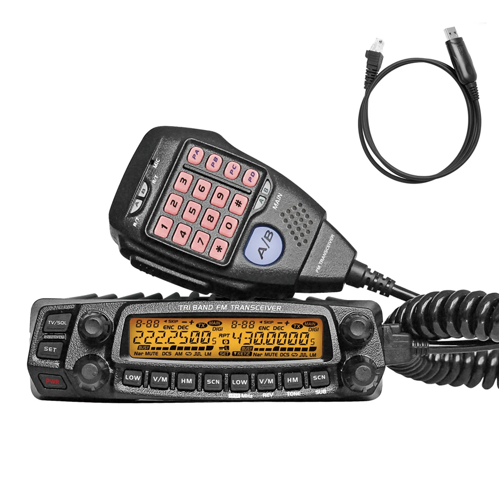 AnyTone AT-5888UV Mobile Transceiver Dual Band VHF UHF 50W/40W Vehicle Radio with Programming Cable