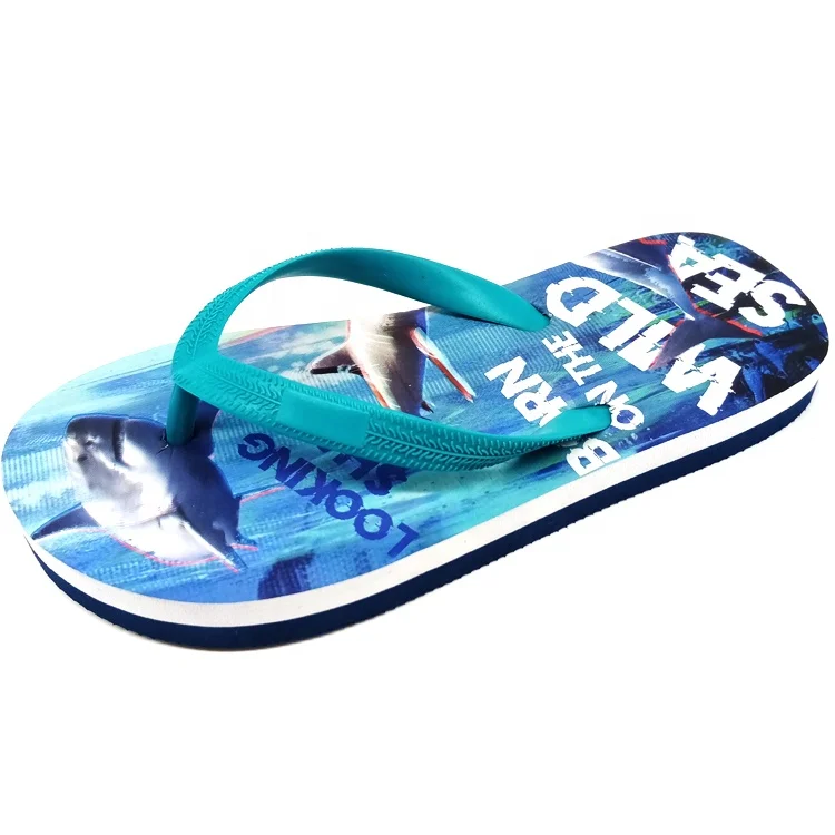 Chinese factory summer beach sandals blue color animal cool kid boy eva slipper slides non slip children flip flops