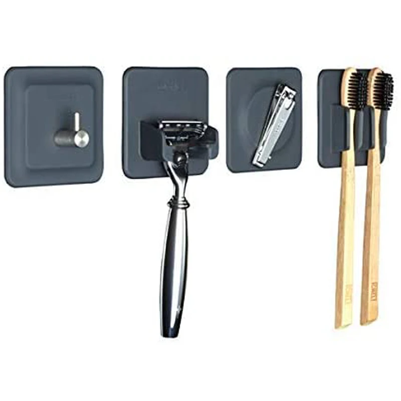 The 4-in-1 Tile Series - Secure Holders, Silicone Toiletry Organizer, Shower & Bathroom Accessory  - Removable & Reusable