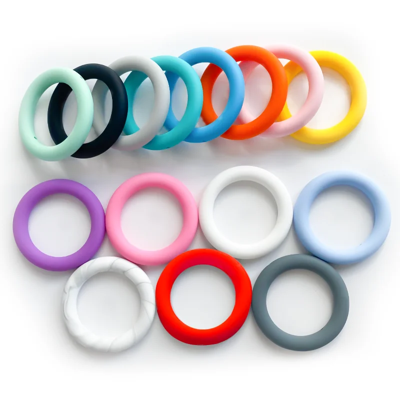 Wholesale Silicone Colored Teething Beads For Jewelry DIY Baby Beads 65mm Silicone Teething Ring For Diy Jewelry accessories