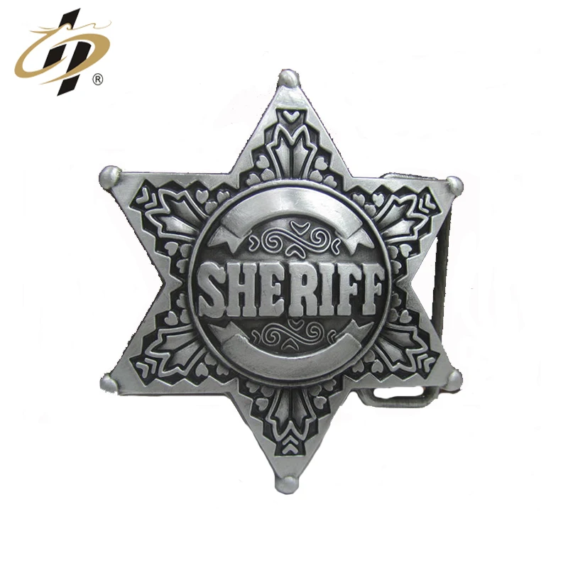 
Factory making custom antique metal star shaped sheriff belt buckle 