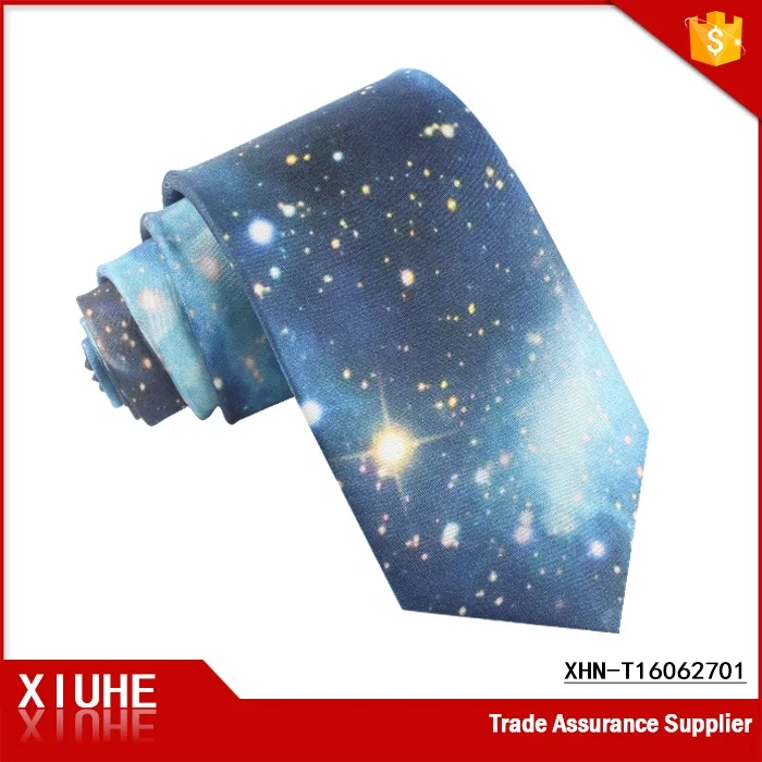 Fashion digital printing space and star pattern silk necktie bowtie and suspender set