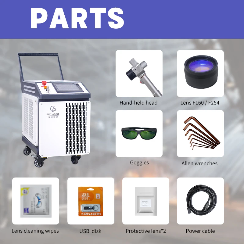 BingYan Handheld JPT pulse laser cleaner 100w 200w 300w 500w lazer rust removal metal mold wood oxide paint remover cleaning