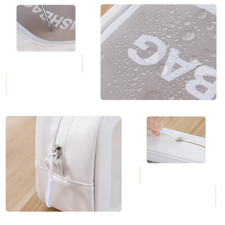 
woman waterproof cosmetic bag pvc transparent makeup bag leather wash bag for travel 