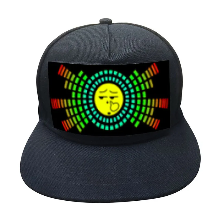 Custom Concert Party EL Panel Glow Hip Hop Hats Mobile Emojis LOGO Luminous Picture Baseball Caps Fan Interactive Light Up hats