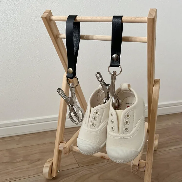 Baby Essentials Stroller Accessories Hooks Clips Baby Shoes Clips Leather Hanging Blanket Clip Buckle Storage Hook for Stroller