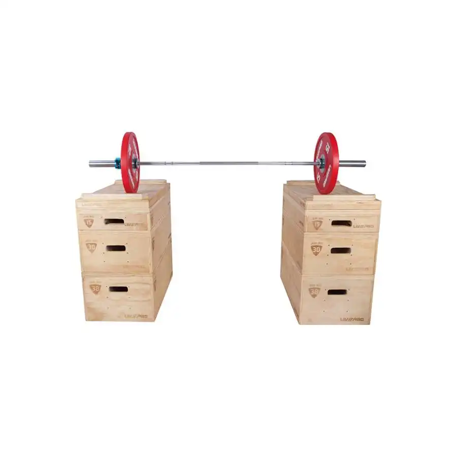 High Quality Weight Lifting Wood Jerk Boxes Jerk Block Boxes Set Ajustable Stacked Wooden Jerk Box