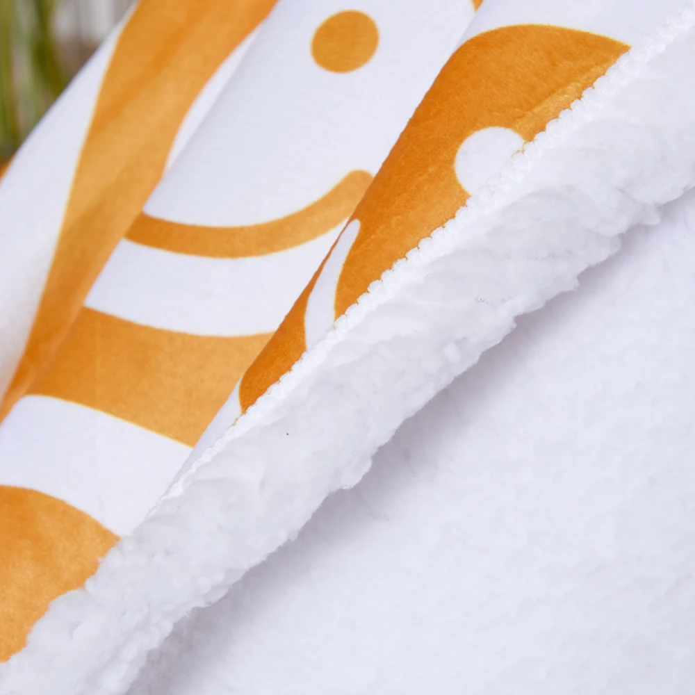 soft smiley face plush warm king size Custom print sherpa throw blanket reversible soft blank for winter for bed sofa home couch