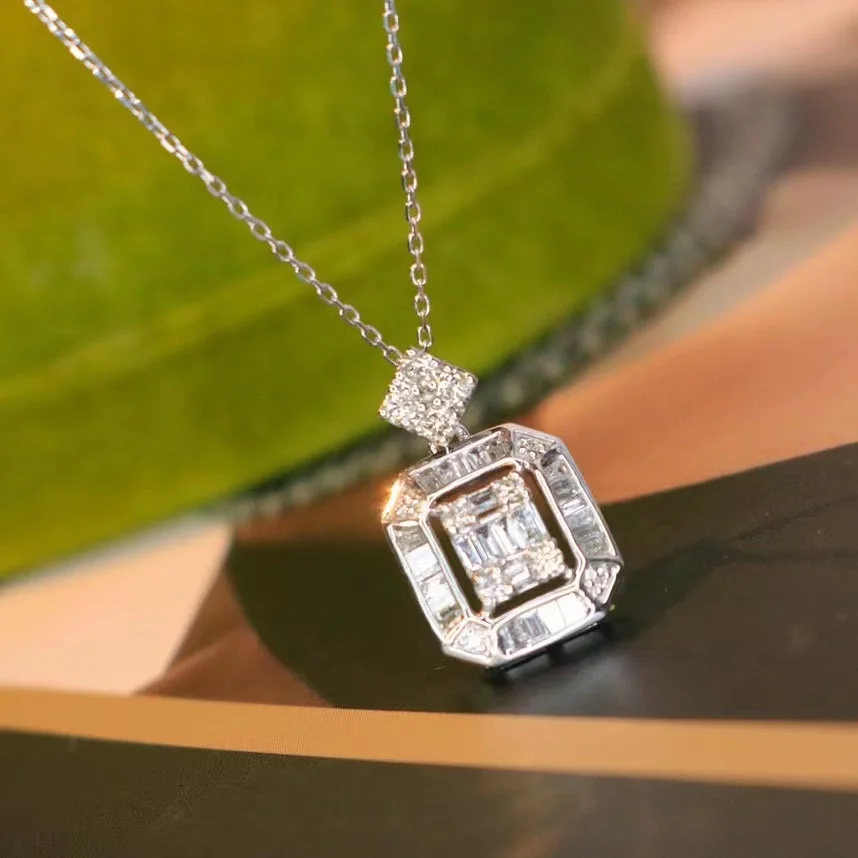 0.45ct Natural Diamond 18k Solid Gold Jewelry Diamond Pendant Necklace Women genuine diamond jewelry