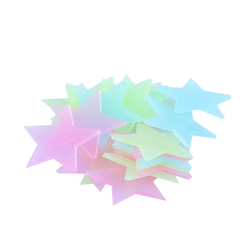 3cm blue night light star 100 pieces of luminous plastic patches fluorescent stickers 3D three-dimensional wall stickers