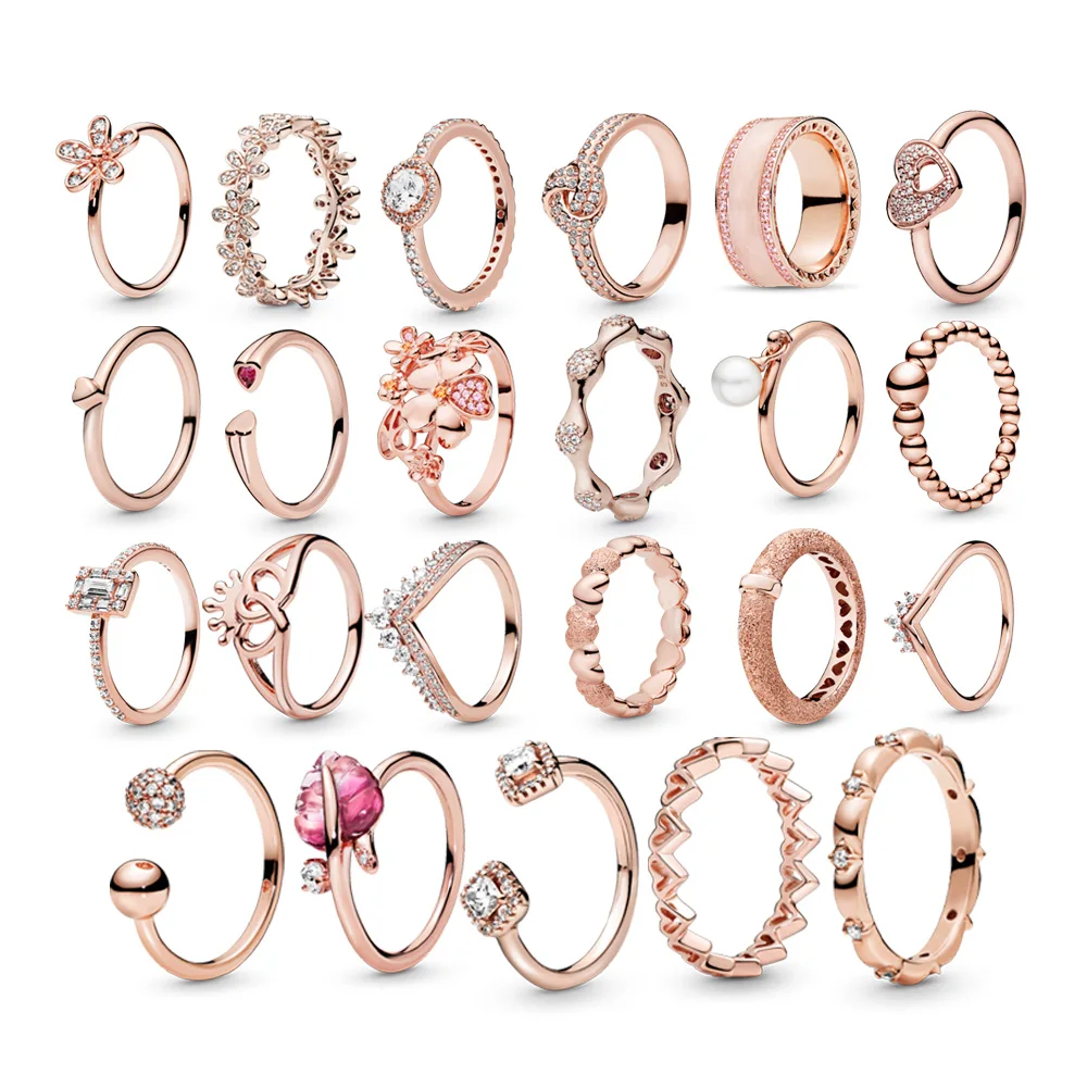 Classic five-leaf flower small daisy enamel ring alloy rose gold elegant sweet Japanese and Korean style high quality wholesale