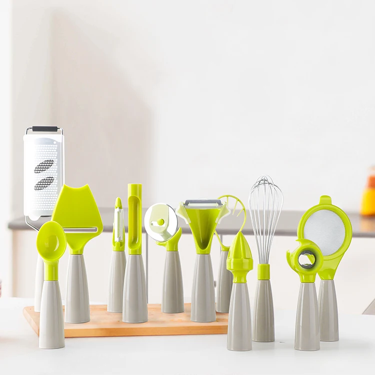 ANJUKE 12 Pcs Home Kitchen Gadgets Tools Set Egg Whisk Fruit Peeler Ice Cream Scoop Opener Pizza Cutter Grater Lemon Juicer