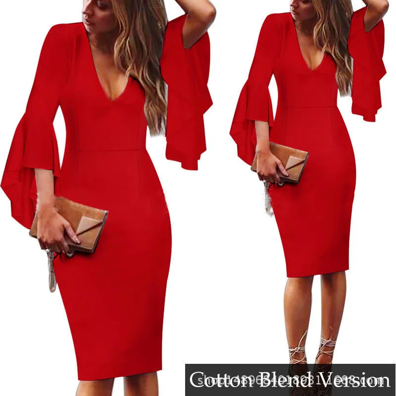 
Banquet Elegant V-Neck Pagoda Sleeve Fishtail Short Evening Dress Gown Mermaid Prom Dresses 