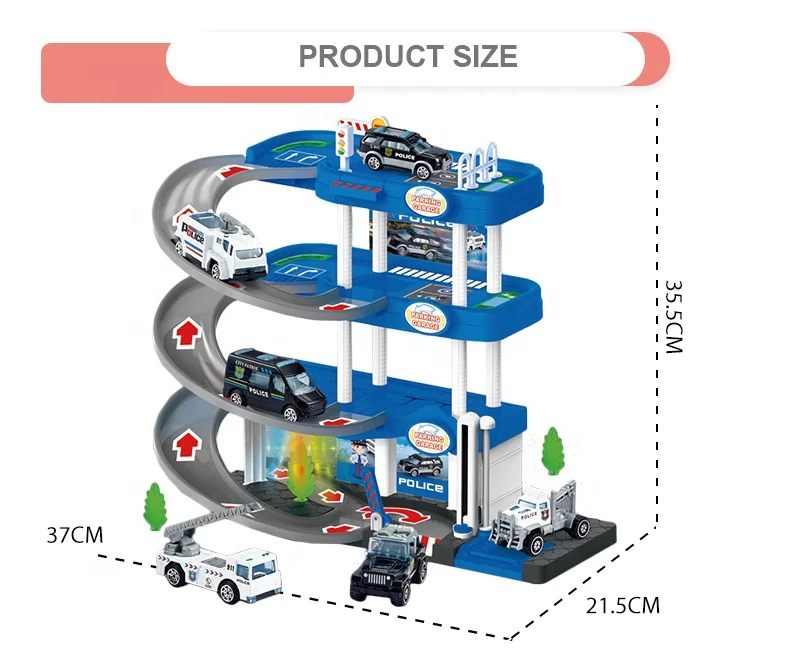 Police fourth floor lot set toy car garage parking for kids