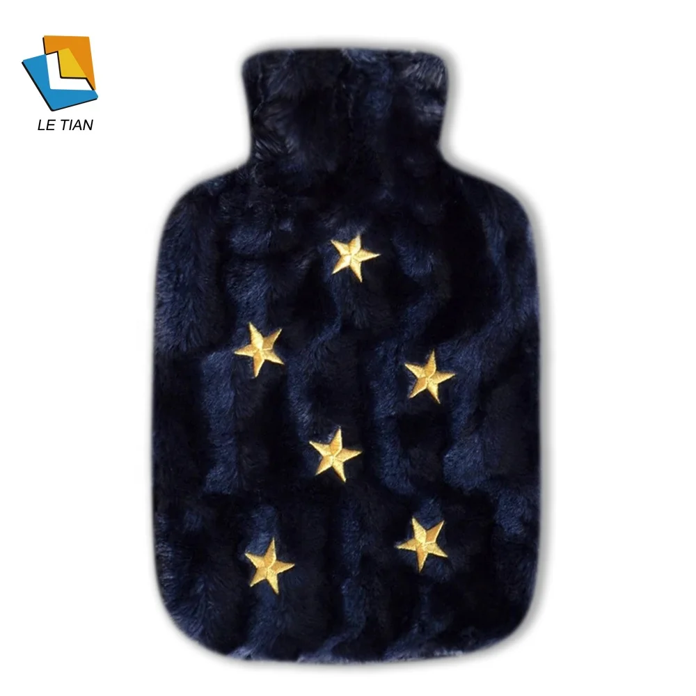 British Standard luxury hot water bottle with fleece cover