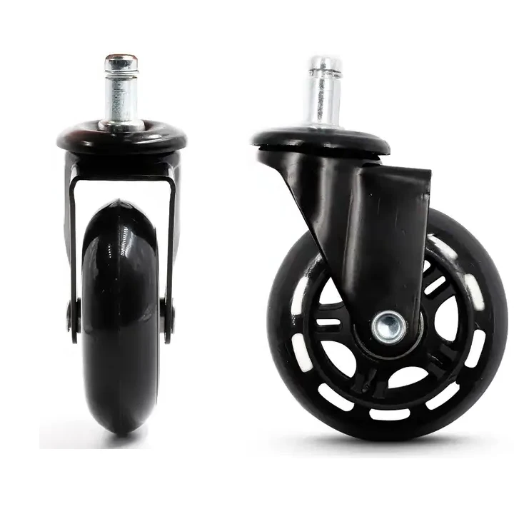 Hot Sale Widely Used Supermarket Cart  wheels 3 Inch PU Stem Type Swivel Office Chair Caster Wheels