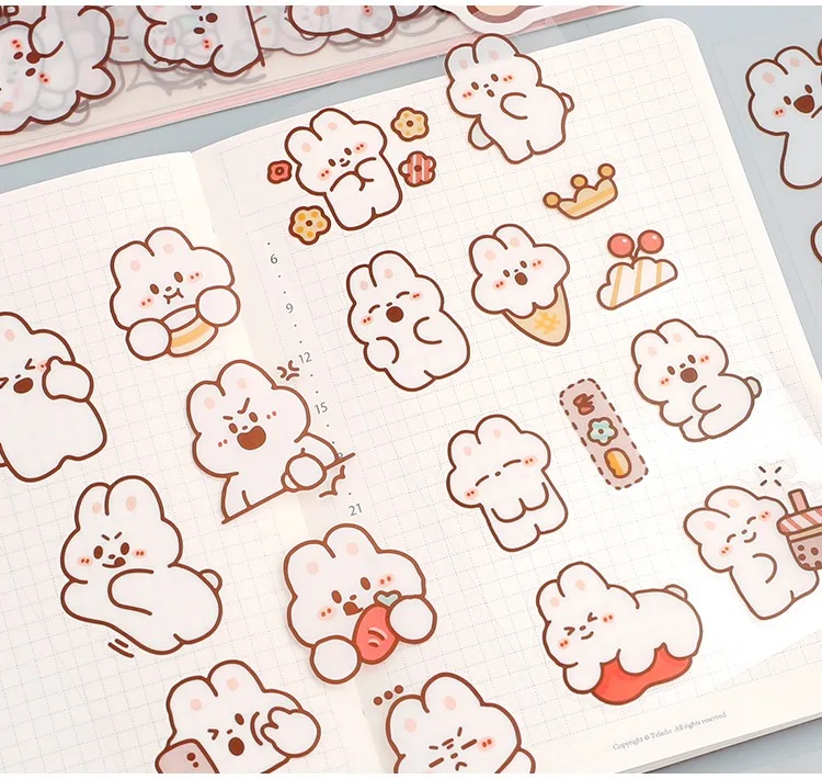 Creative Cute Cartoon Sticker rabbit and Bear Sticker Diary Fun Decoration Sticker