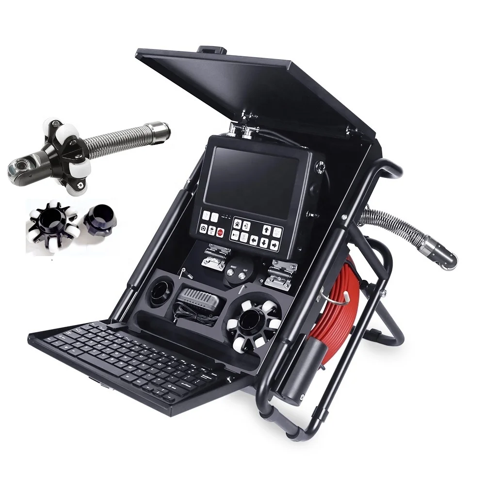 Vicam Portable 33mm 360 Rotation Sewer Camera 8 Inch Screen 1080P Pipe Inspection Camera 512Hz Sonde 30m Drain Pumbling Camera