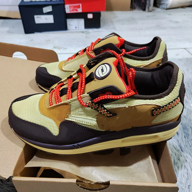 2022 Max 1 X Travis Cactus Jack Brown Authentic Running Shoes TS Retro Outdoor Sneakers Sports Trainers with box
