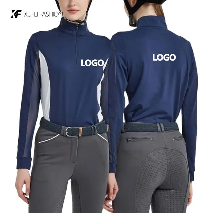 XUFEI FASHION High Quality Horse Riding Tops Shirt Tops Long Sleeves Equestrian Riding Custom Half Zipper Shirt