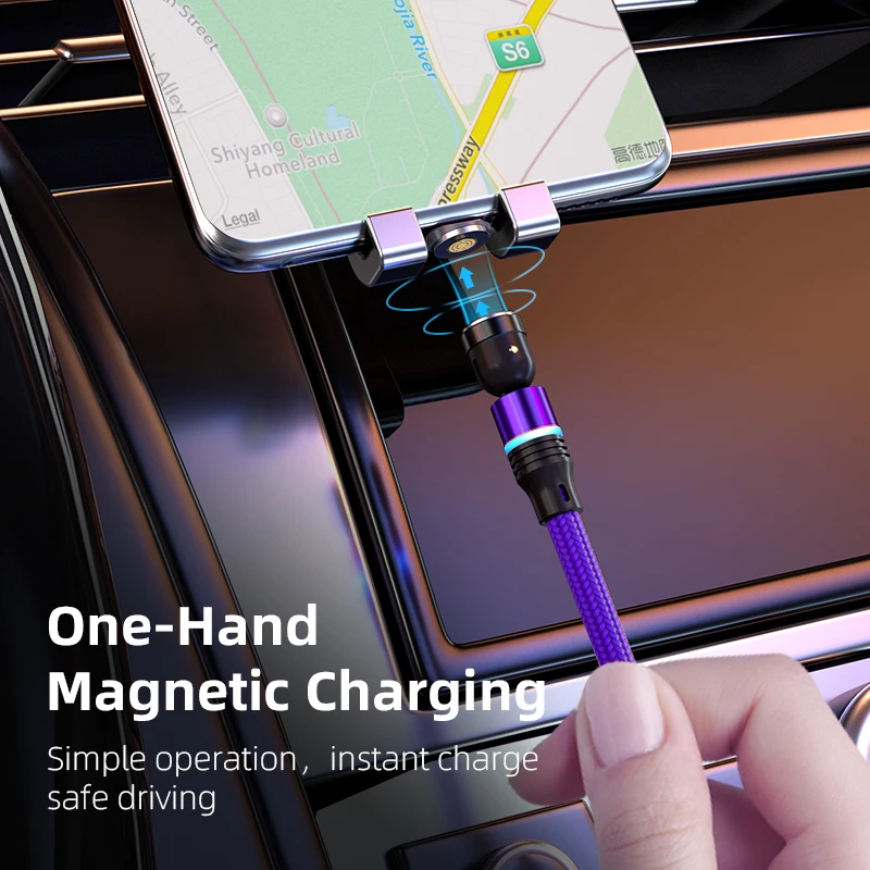 Magnetic 3 in 1 charging cable 540 degree rotate type c fast charging magnetic usb cable magnetic charger cable