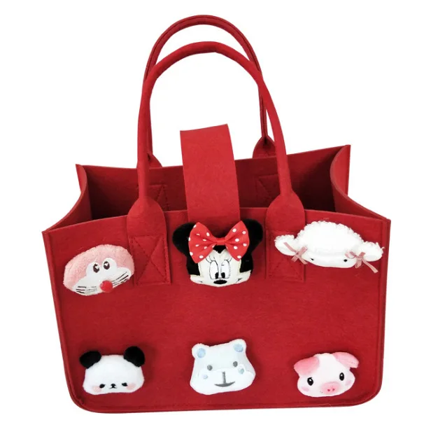 Small Size Tote Non-woven Women Cosmetic Felt Storage Insert Bag Handbag with Low Price