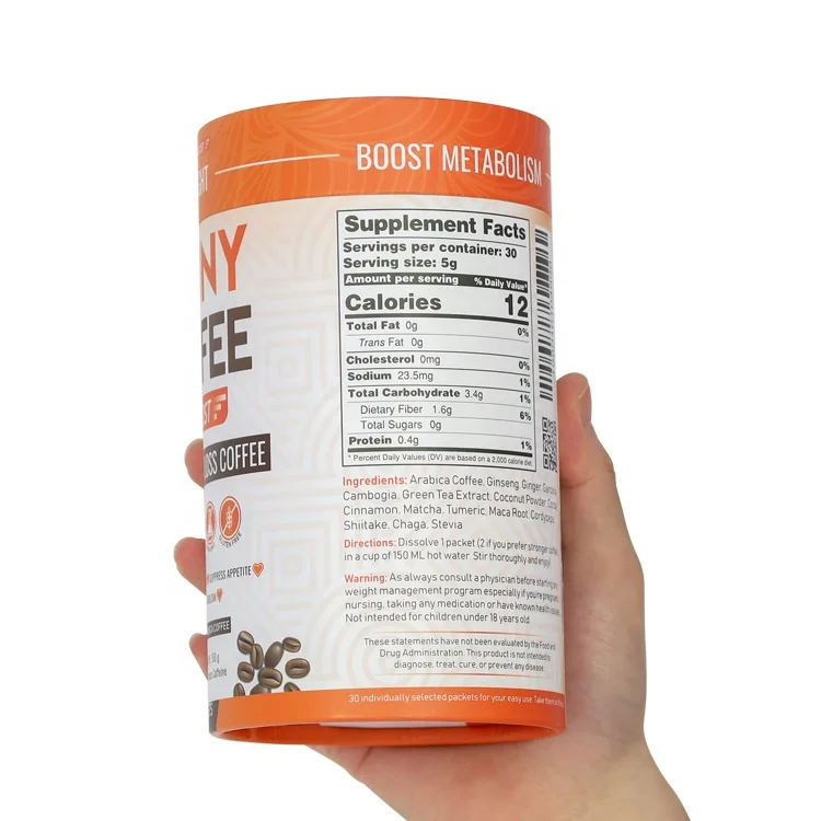 Firstsail custom recycle cylinder cardboard food paper tube can oats snacks coffee packaging box