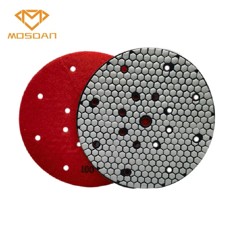 6 Inch 150mm  Holes  Diamond Dry Resin Polishing Pads for Granite Marble Limestone