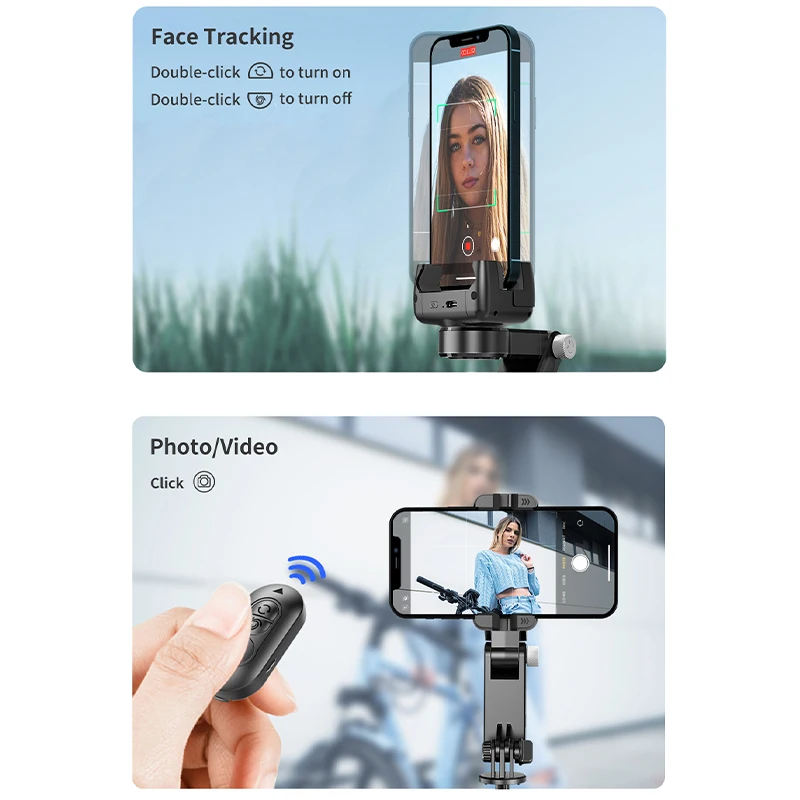 Gimbal Wireless Foldable Vlogging Stabilizer Auto Face Tracking With App Selfie Stick Tripod With Led Fill Light Beauty Lamp Q18