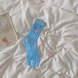 Wholesale Factory Crystal Glass Silk Sheer Women Manufacturers Girls Colorful Stripes Crew Socks