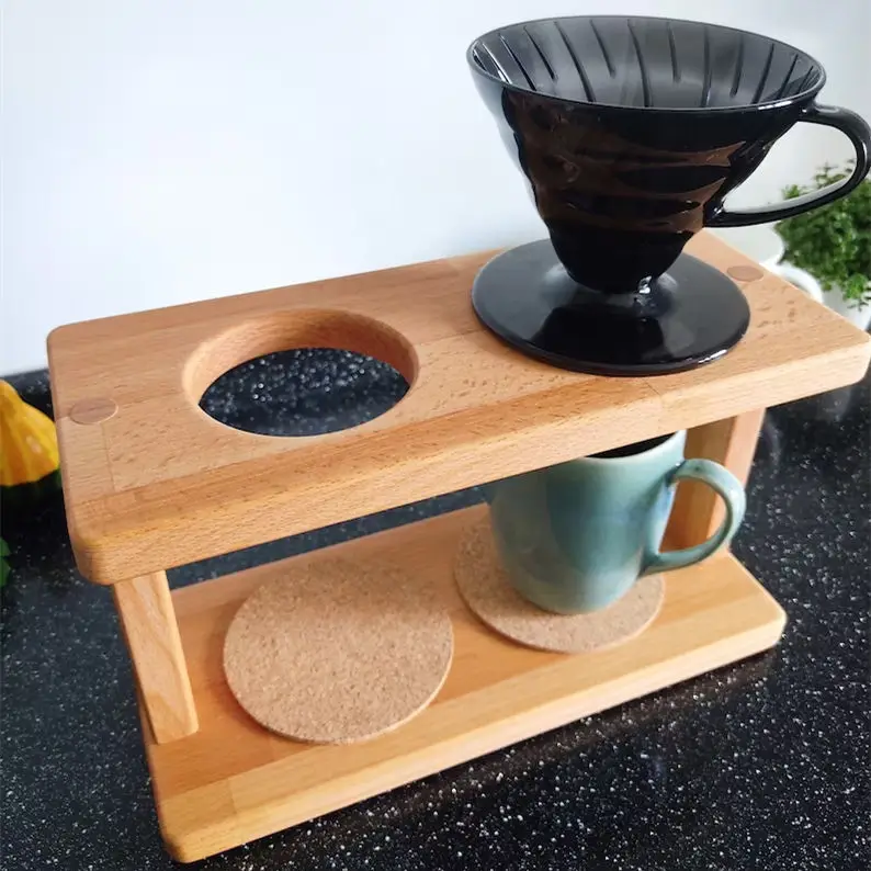 Толстая подставка для капельницы из бука 2 кофейных кружек держатель чашек фильтров