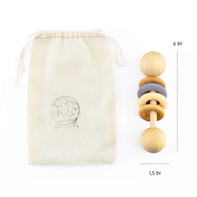 Оптовая продажа по индивидуальному заказу; Одежда; Для детей ясельного возраста детский Деревянный Погремушка Монтессори колокольчики деревянная игрушка-погремушка и сенсорными Прорезыватель для зубов, набор детских игрушек