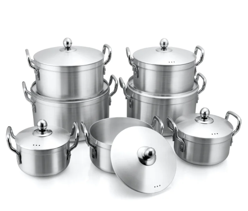 7 pcs/set  16-28cm  sanding aluminum cooking  pot with belly lid