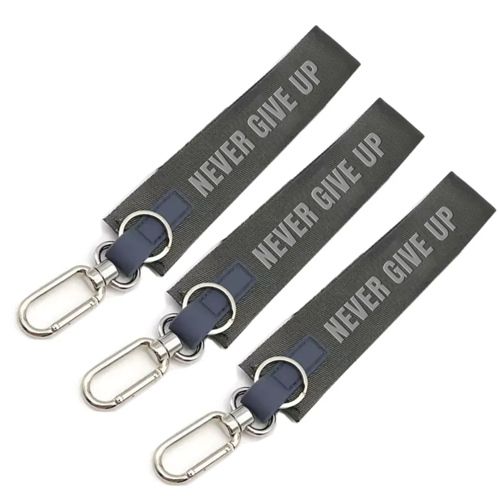 YYX Custom nylon wristlet lanyard 3D rubber logo LULU key holder never lost keychain