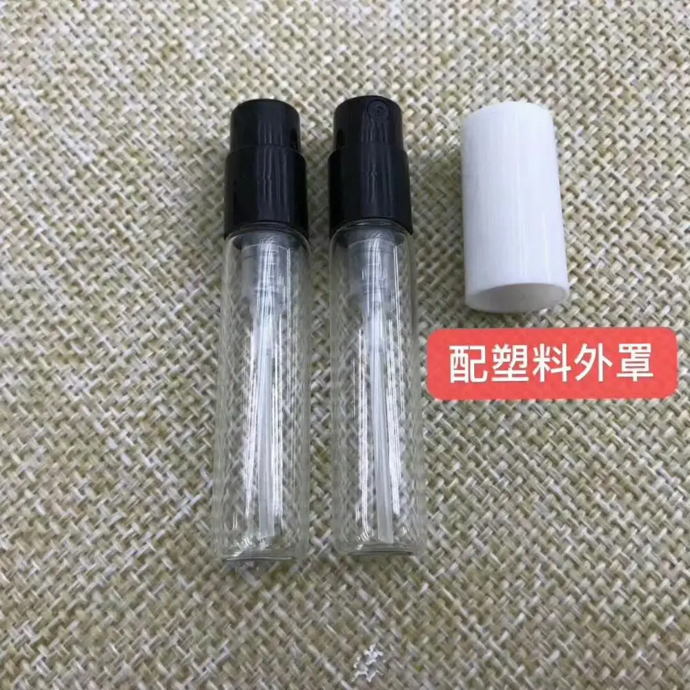 2ml 3ml 5ml 6ml 7ml slender glass vials bottle with small sprayer and plastic cap