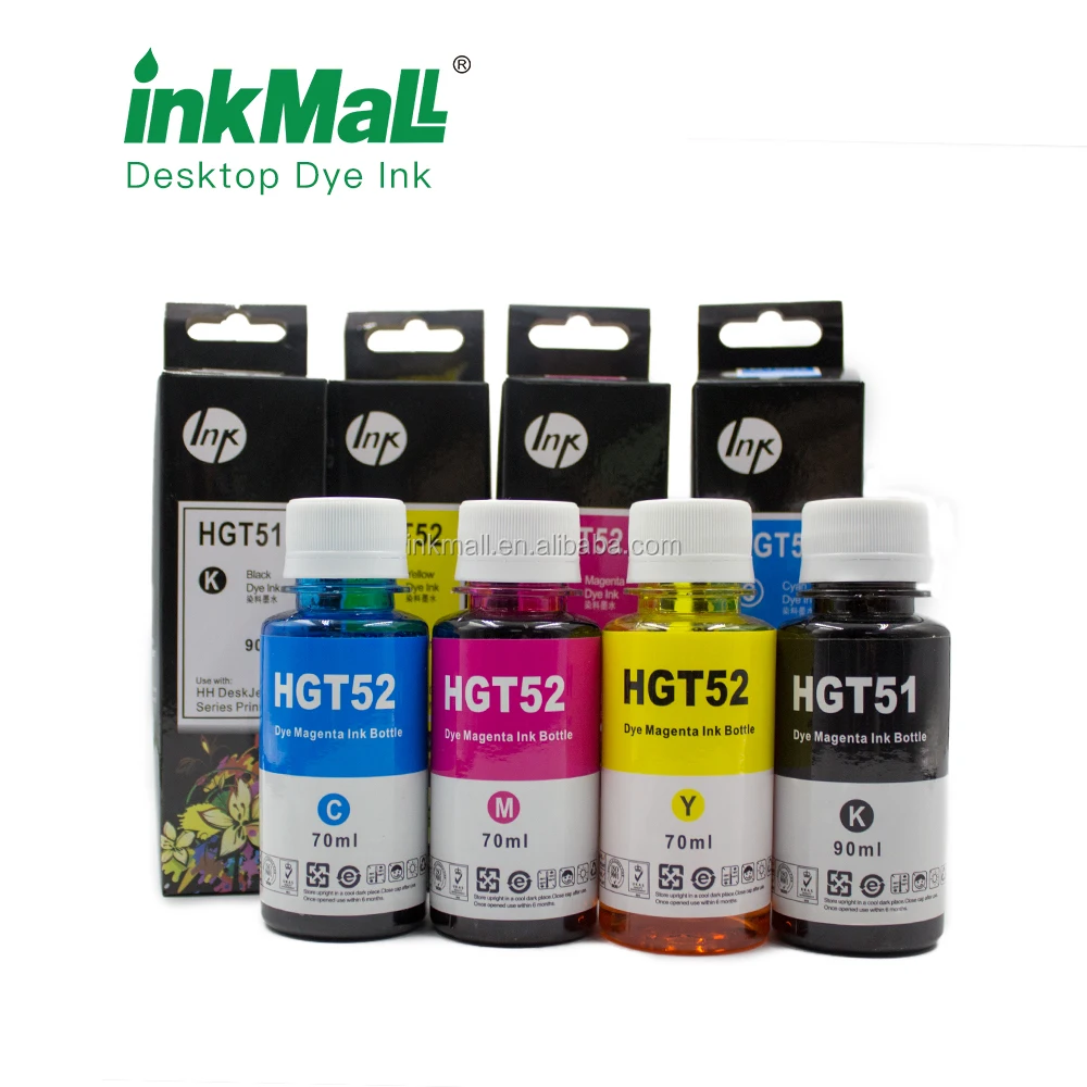 InkMall Factory Wholesale High Quality HP GT51BK GT52C GT52M GT52Y Dye Ink for HP Deskjet GT Series Inkjet Printer