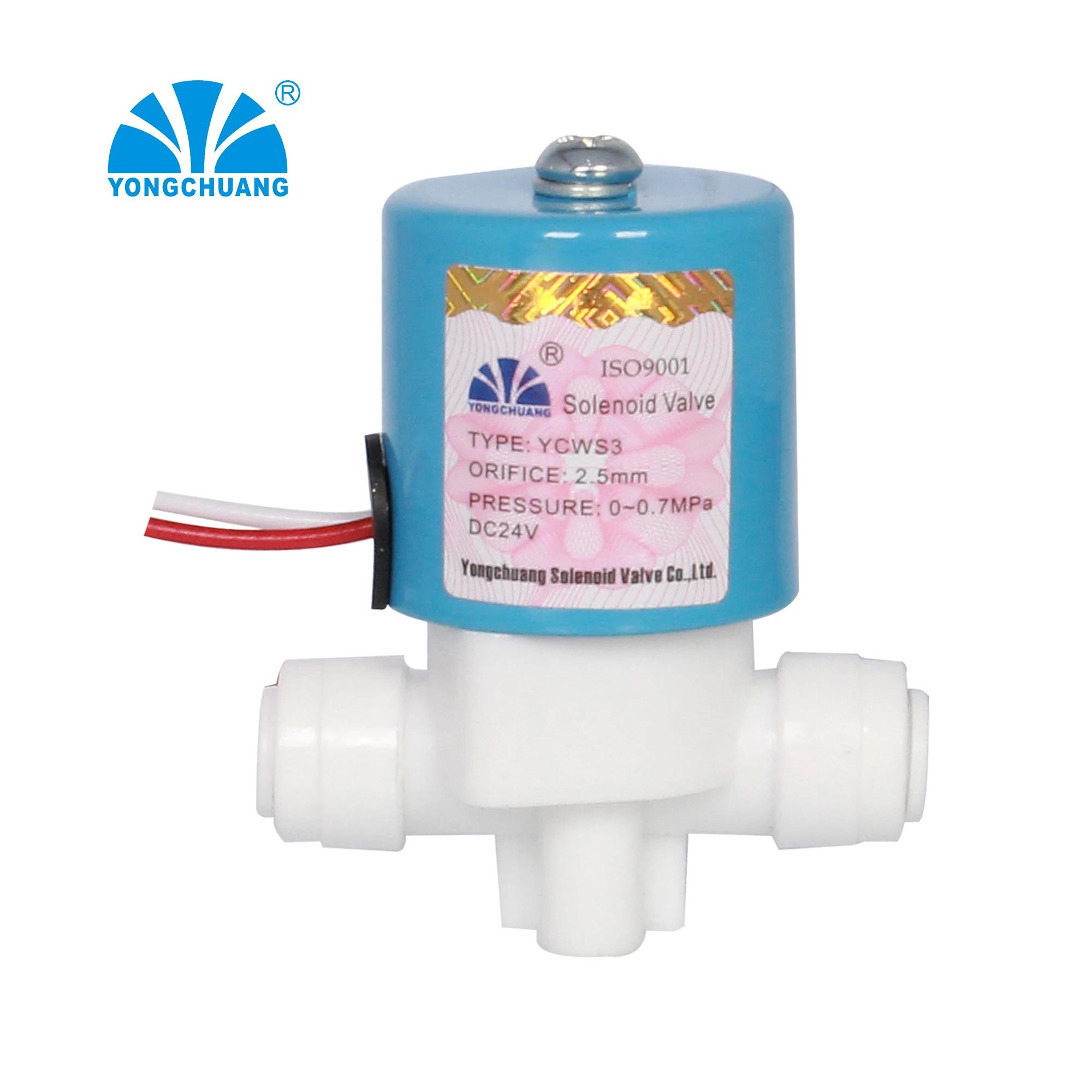 Yongchuang YCWS3 quick fitting Plastic water air Solenoid Valve for RO system