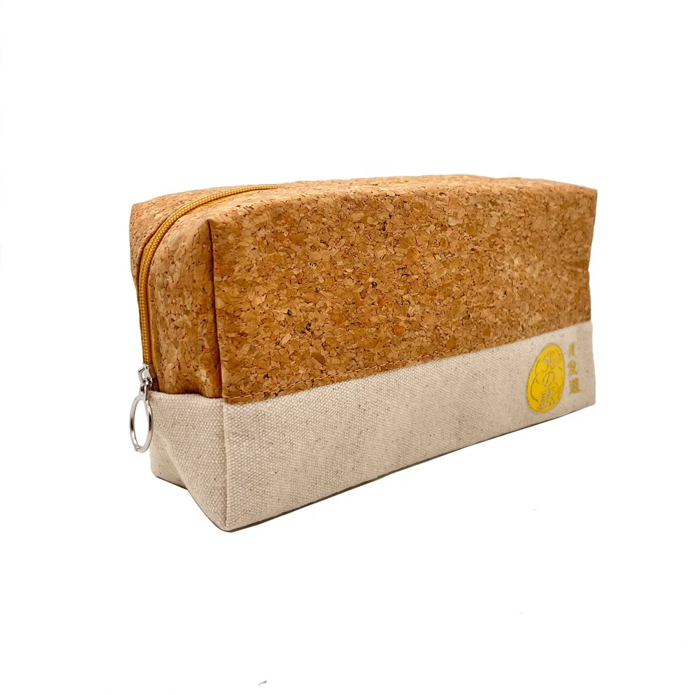 BSCI factory customized cotton cosmetic bag reusable RPET canvas wash bag sustainable cork makeup bag