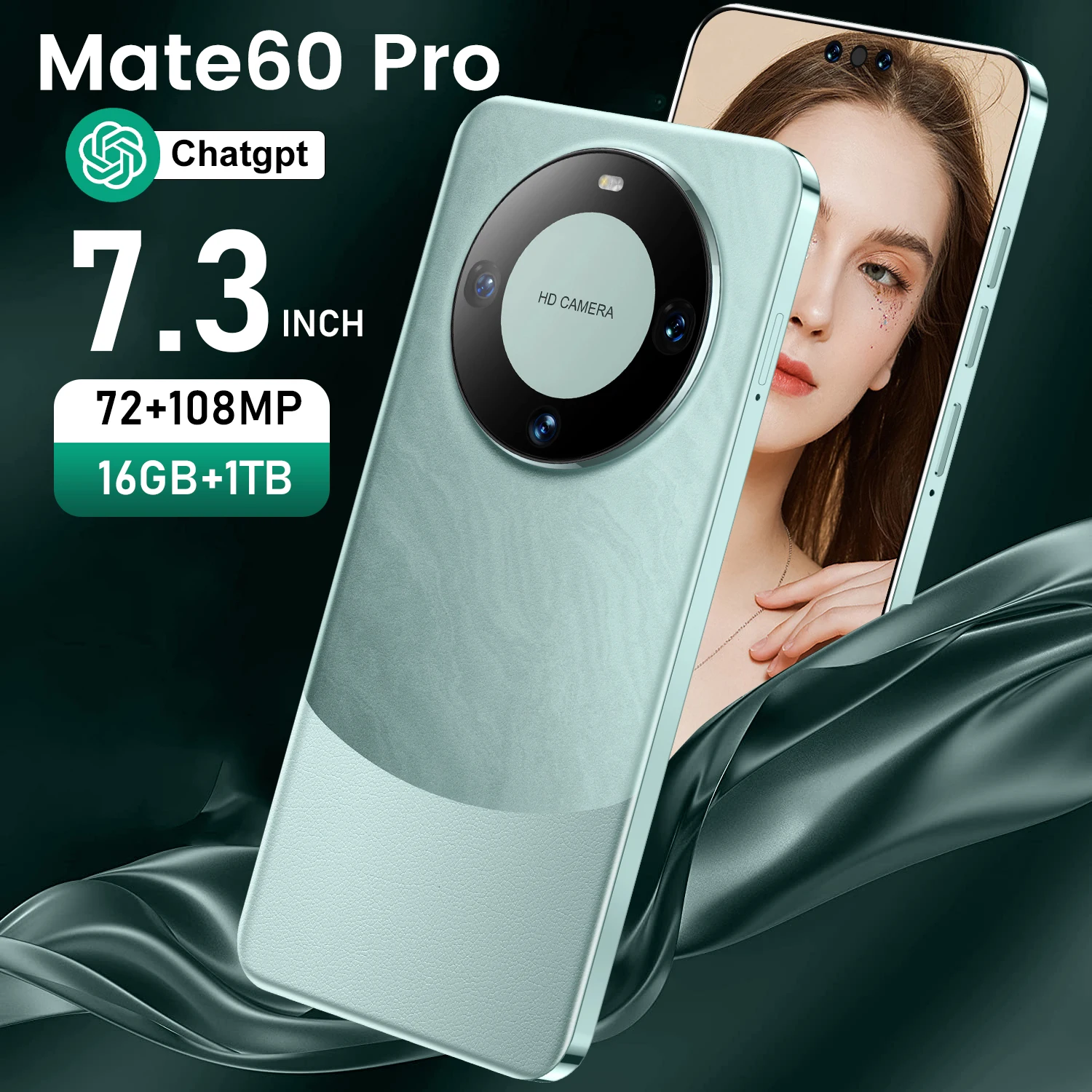 Hot Selling Mate 60 Pro Original 16GB+1TB 5G SmartPhone 74mp+108mp Face Unlock Full Display Android 13.0 Cellphone MobilePhone