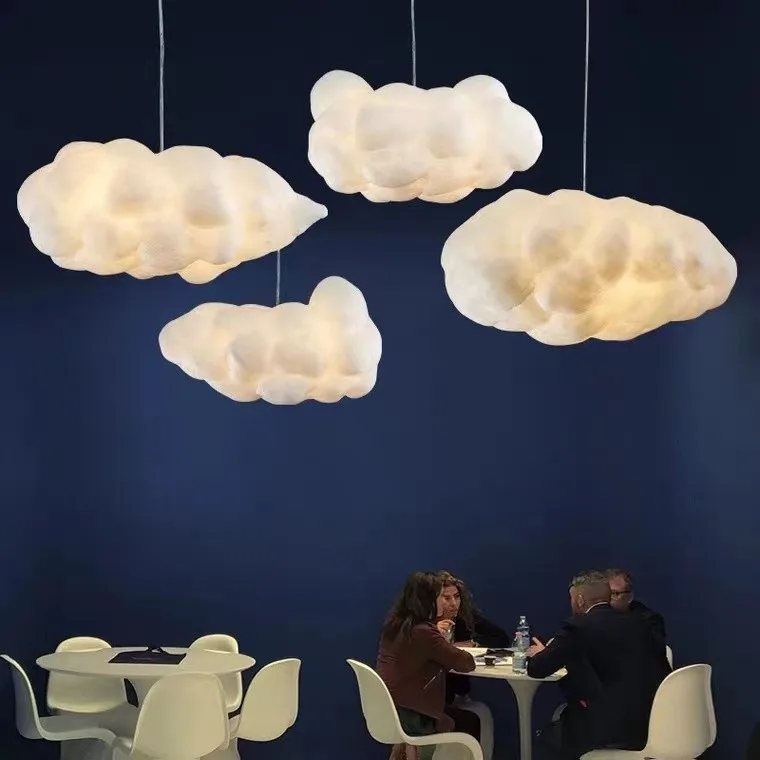 Ceiling hanging lamp cafe white cloud chandelier lighting led bar hotel home decorative pendant light kitchen dining room