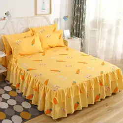 100% Polyester Fibres Quilt Cover Bedding Sets Fashion Floral Bedsheets Korean Style Fitted Bed Set