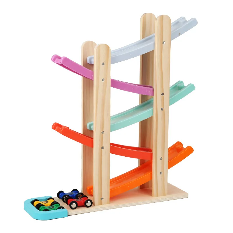 Лидер продаж деревянные горки четырехуровневая инерциальная лестница вагон скоростной планер интерактивные обучающие игрушки