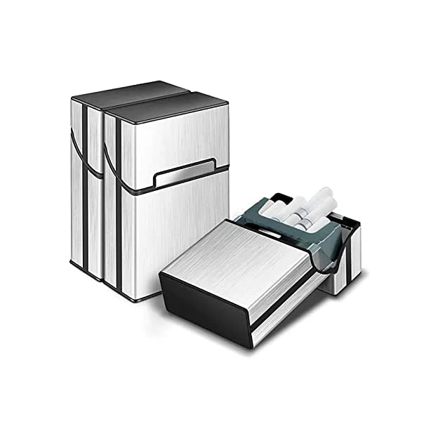 Wholesale Shiny 20Pcs 84Mm King Size Square Silver Waterproof Magnetic Switch Brushed Metal Cigarette Case