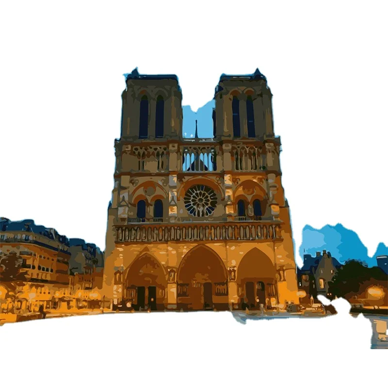 Romantic European architecture Notre Dame DE Paris 40x50cm diy oil building paints painting by numbers